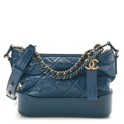 Chanel Aged Calfskin Quilted Small Gabrielle Hobo Blue 1 of 10