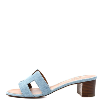 Hermes Denim Oasis Sandals 35.5 Bleu Clair 1 of 8