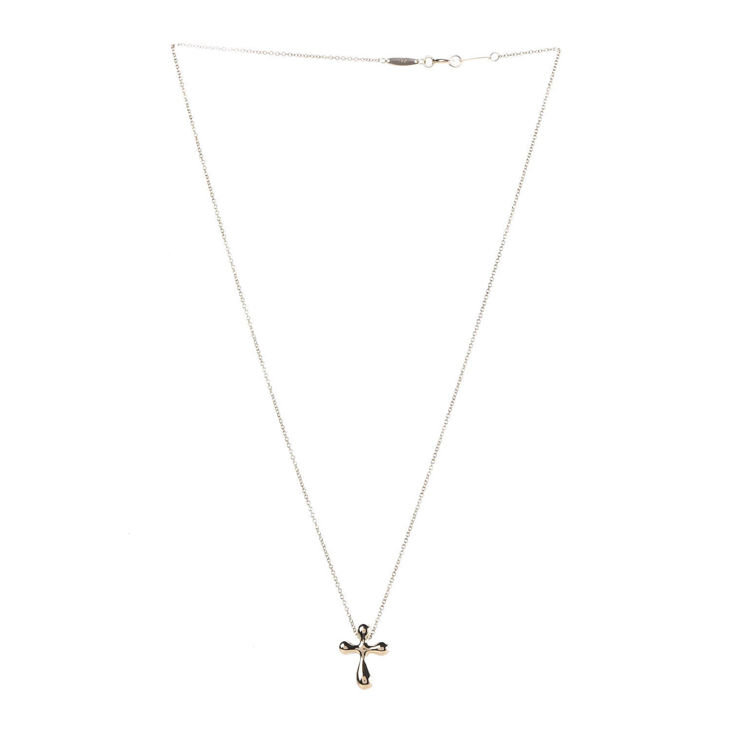 18k Yellow Gold 12mm Elsa Peretti Cross Pendant Necklace