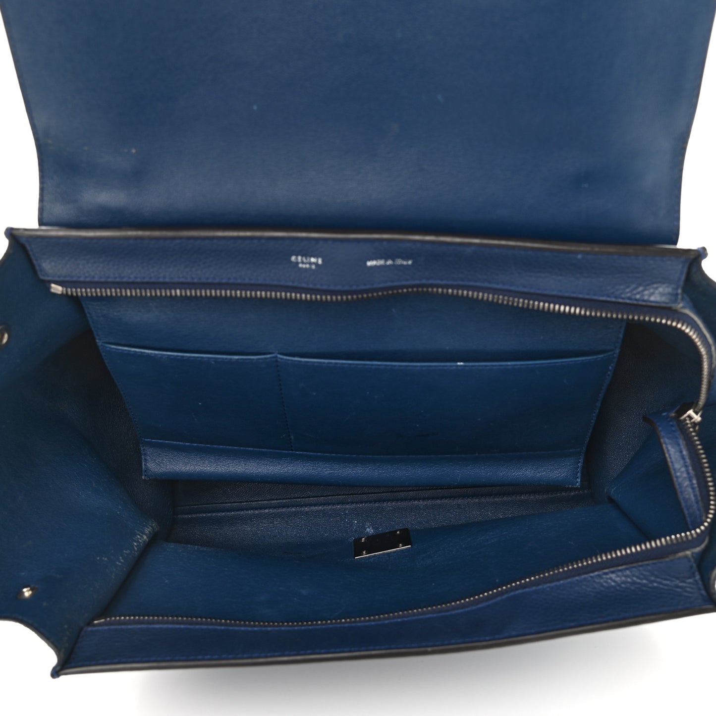 Drummed Calfskin Suede Medium Trapeze Navy