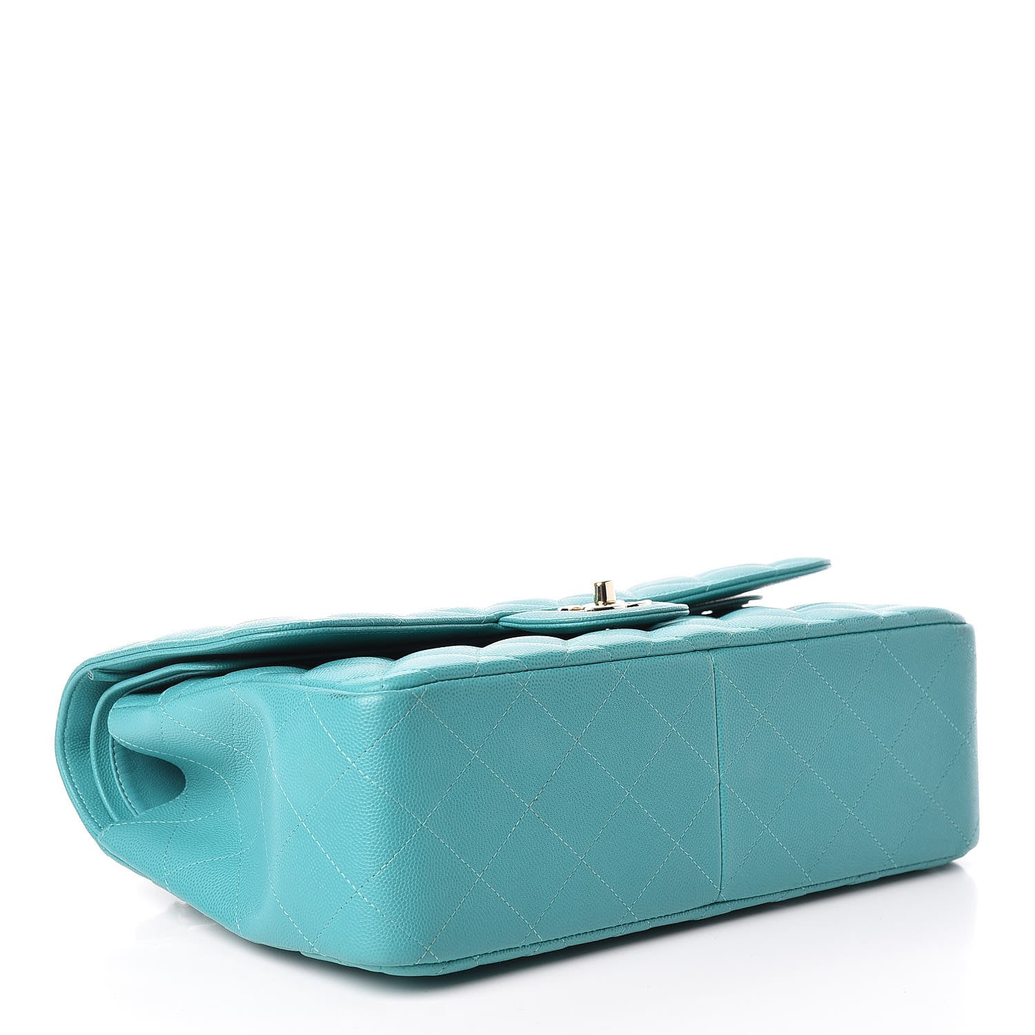 Chanel Caviar Quilted Jumbo Double Flap Turquoise 4 of 13