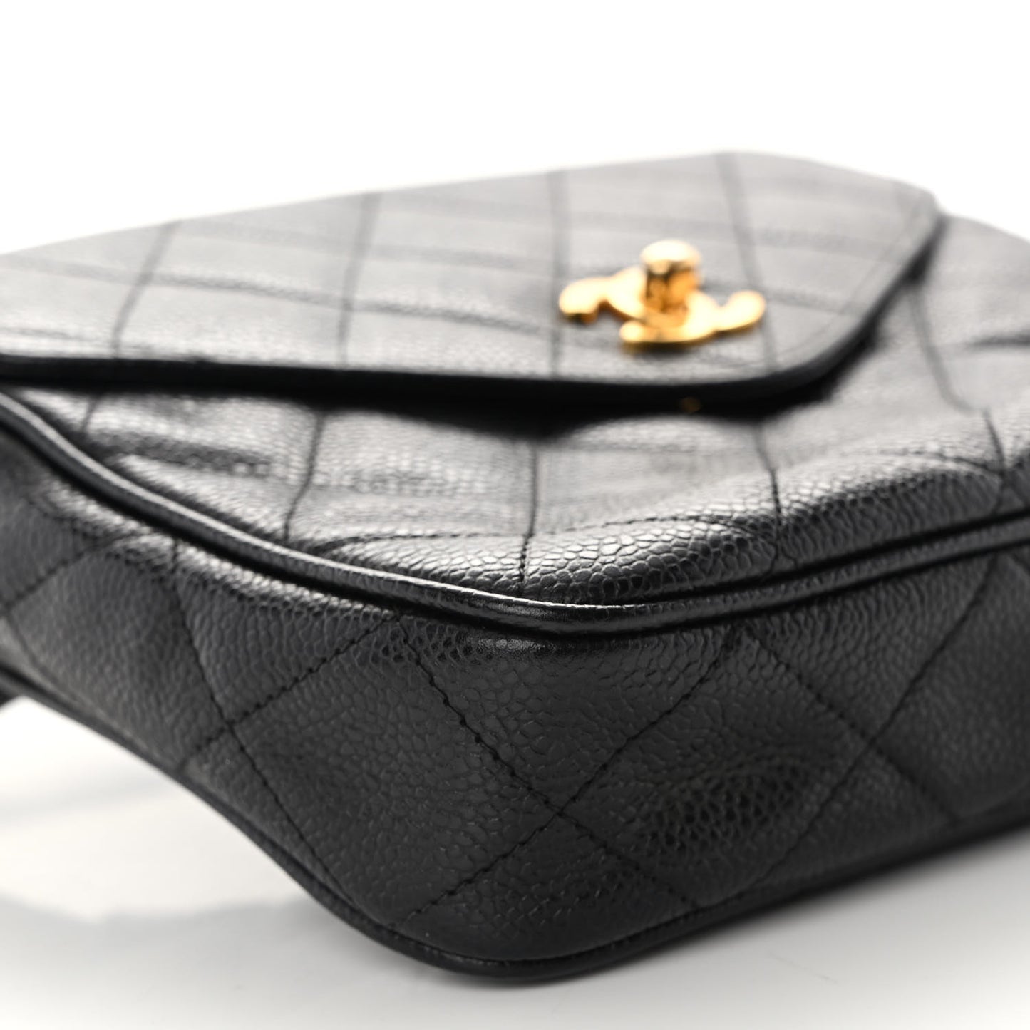 Caviar Quilted Flap Belt Bag Black