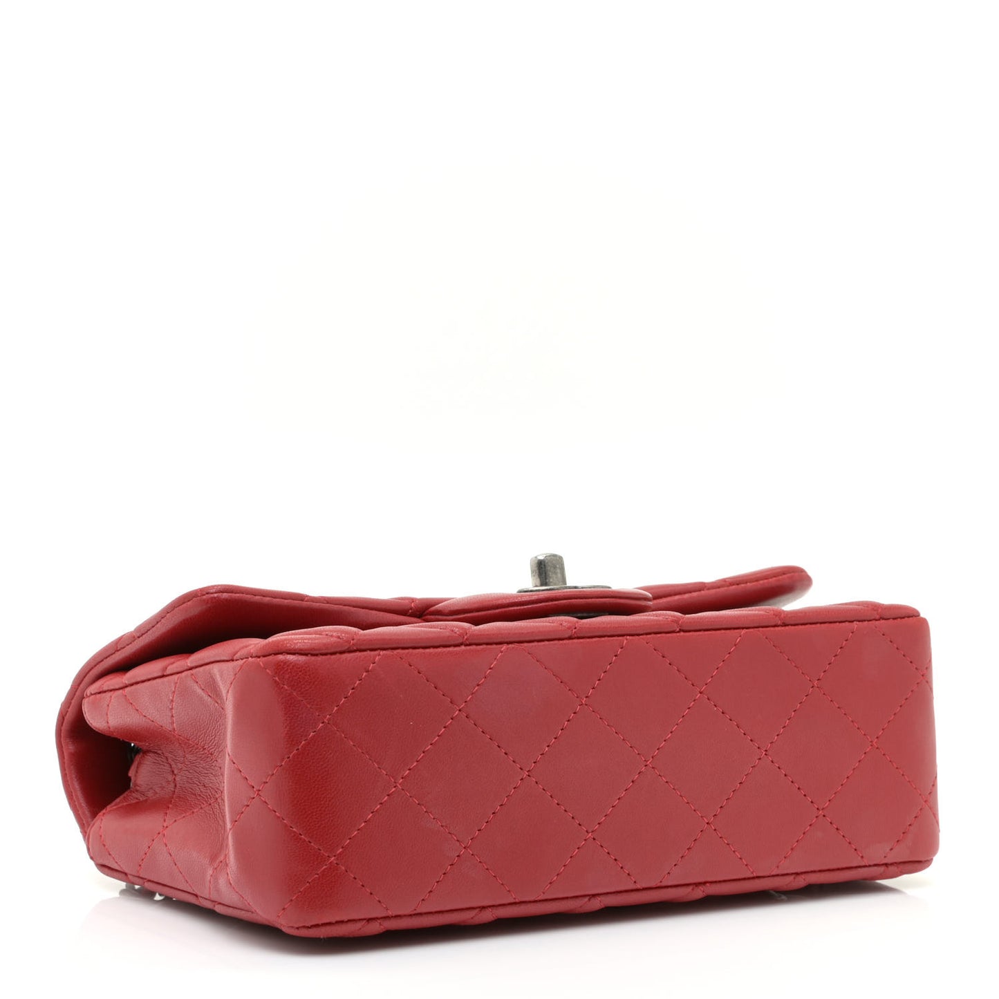 Lambskin Quilted Mini Rectangular Flap Red