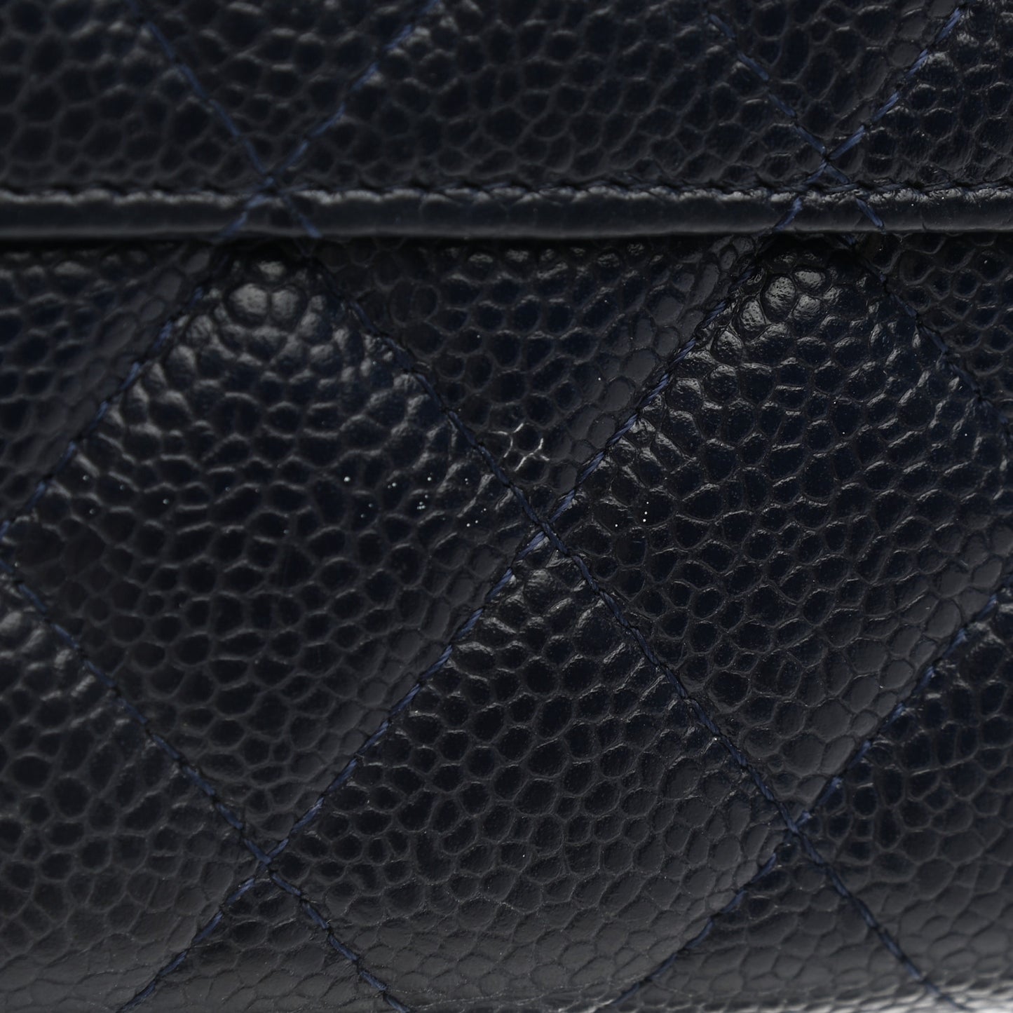 Caviar Quilted CC Long Double Wallet Navy
