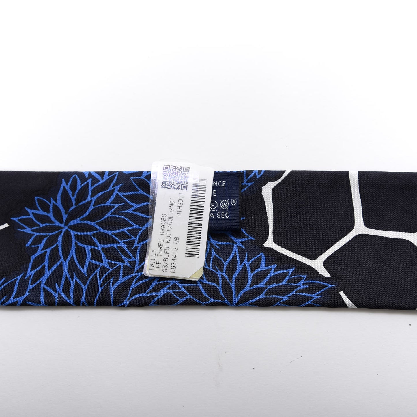 Silk The Three Graces Twilly Bleu Nuit Gold Black