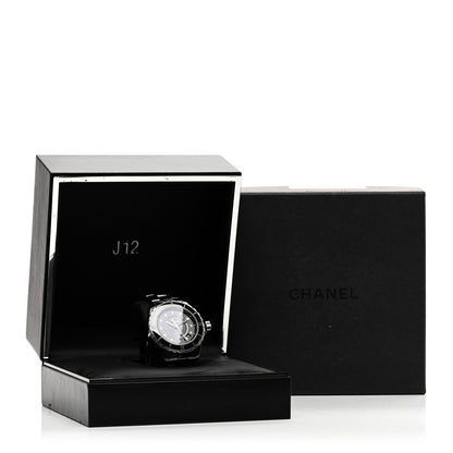 Chanel Stainless Steel Ceramic Diamond 38mm J12 Automatic Watch Black 5 of 5