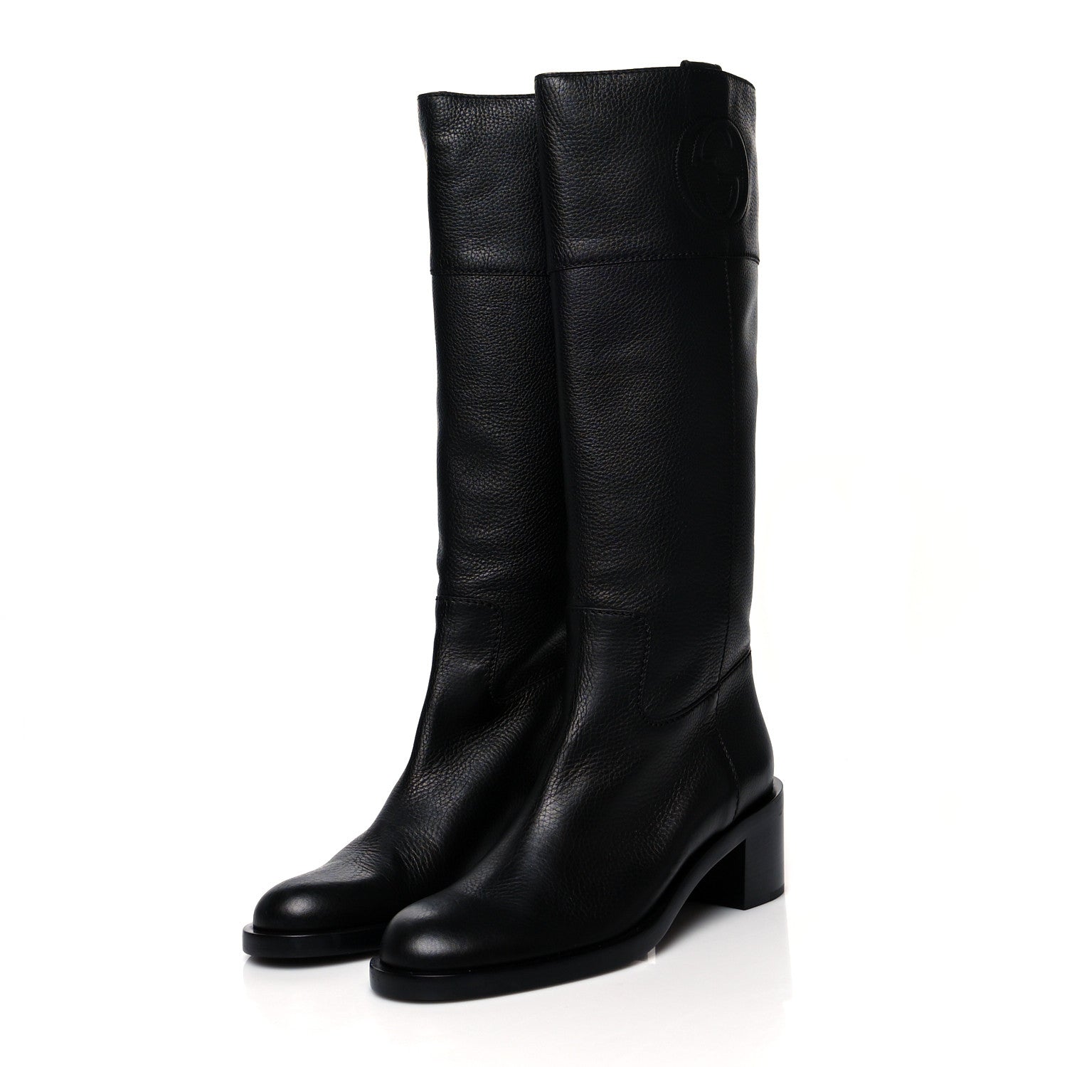 Gucci Calfskin Interlocking G Knee High Boots 40 Black 3 of 7