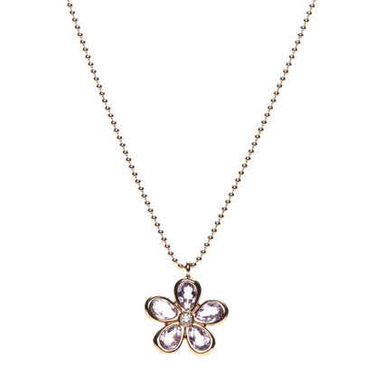 Tiffany 18K Rose Gold Amethyst Diamond Sparklers Flower Pendant Necklace 1 of 7