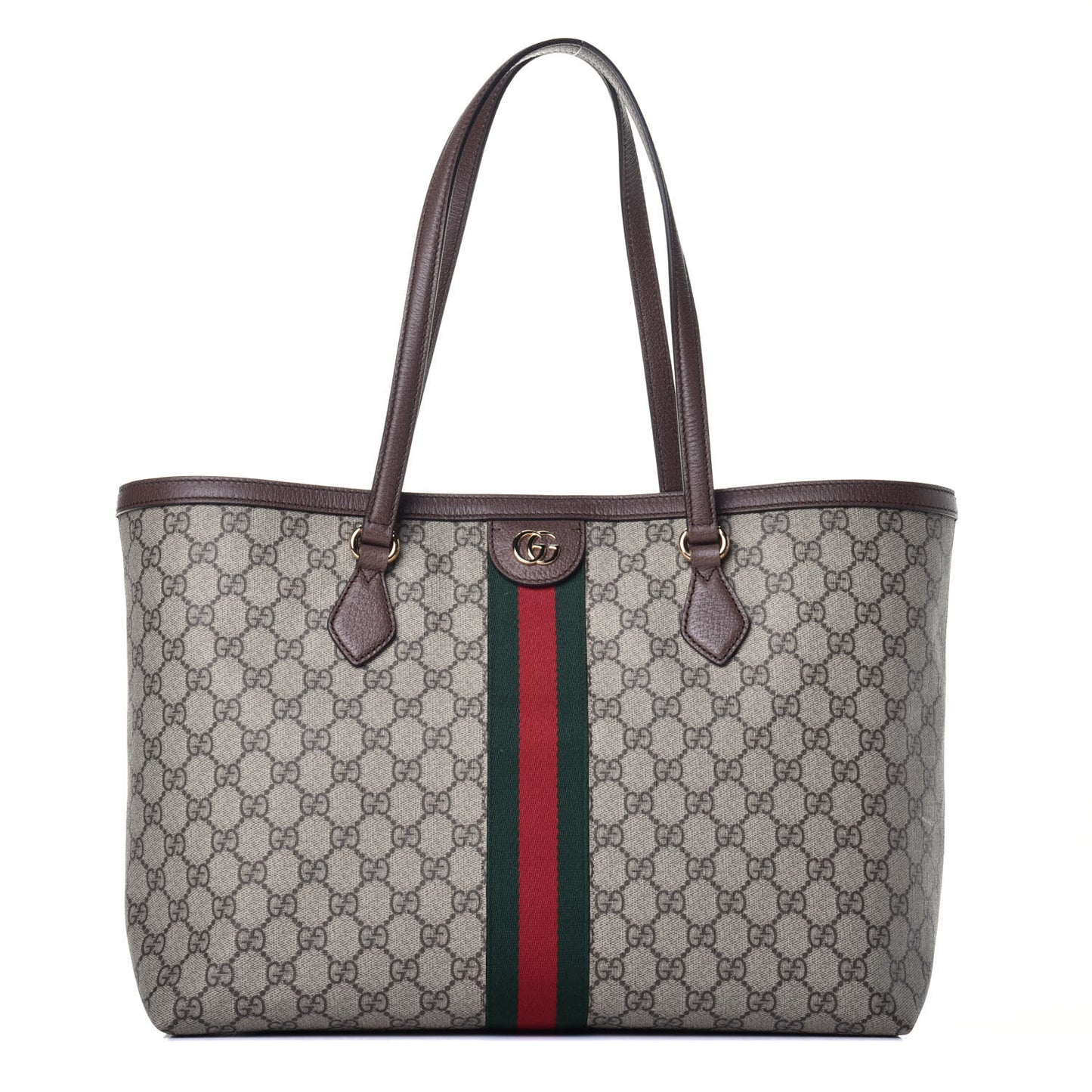 GG Supreme Monogram Medium Ophidia Shopping Tote Brown