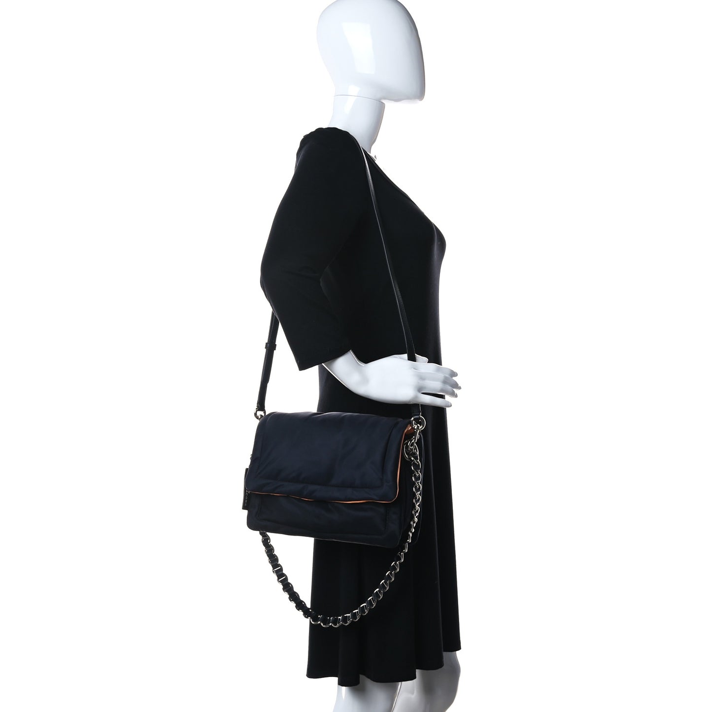 Lambskin The Pillow Bag Black Orange