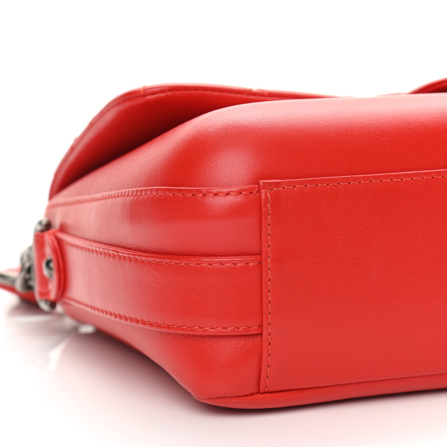 Calfskin Quilted Large Rock My Shoulder Flap Red