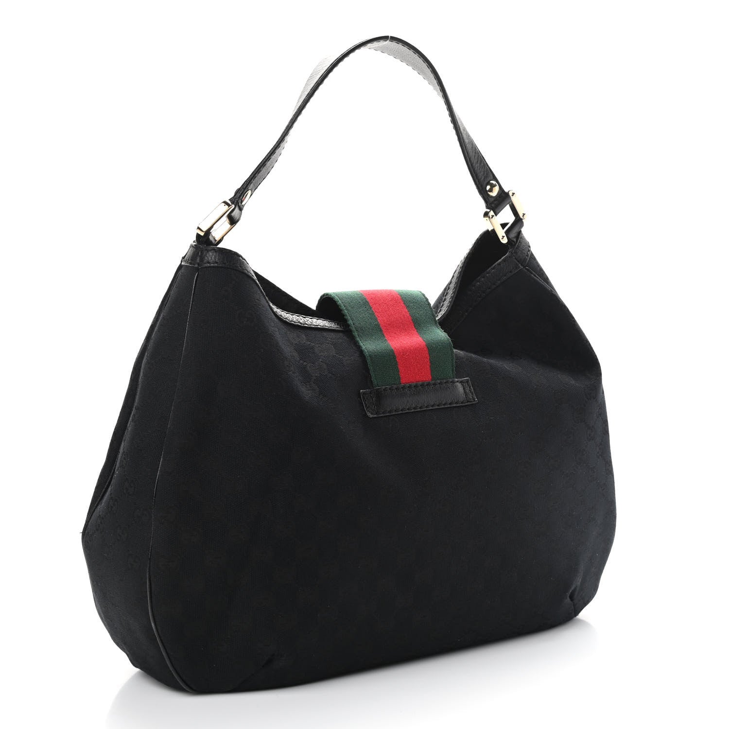 Gucci Monogram Large New Ladies Web Hobo Black 3 of 14