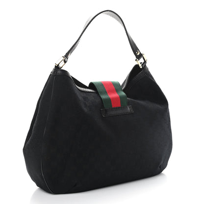 Gucci Monogram Large New Ladies Web Hobo Black 3 of 14