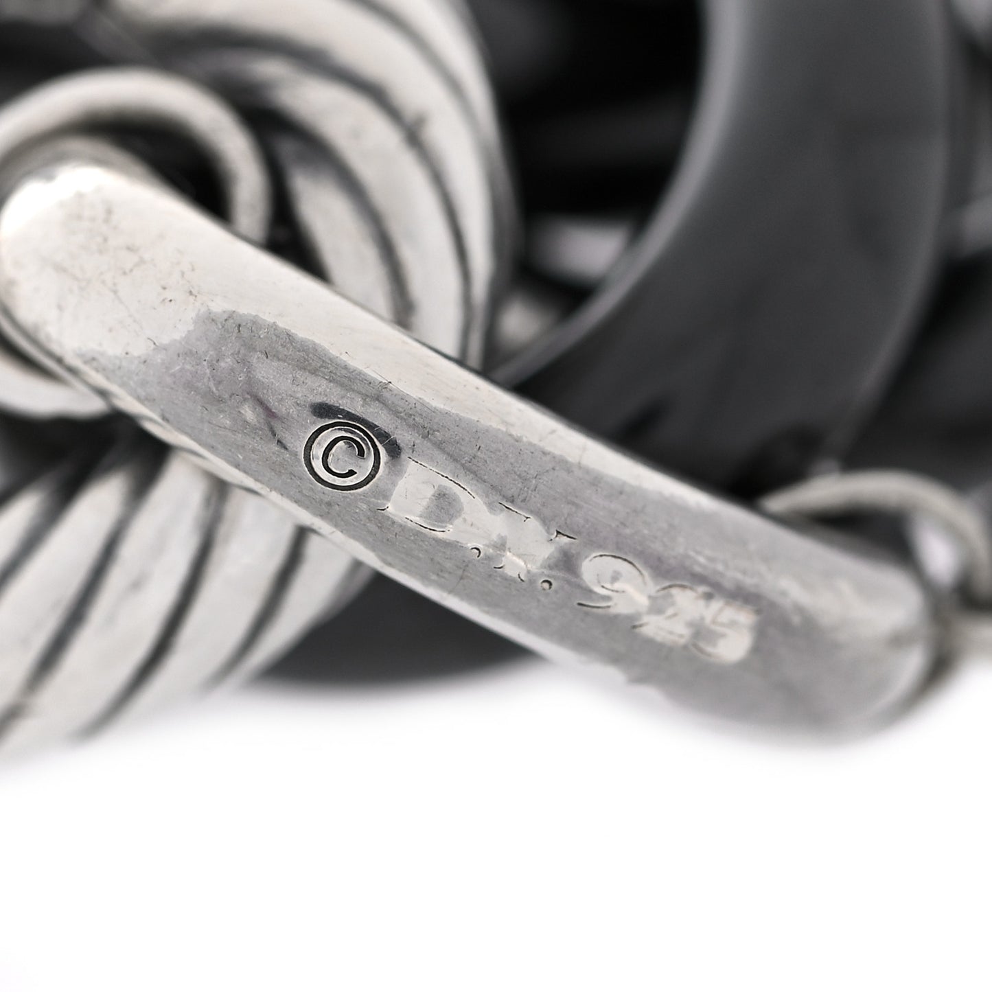 Sterling Silver Black Ceramic 17mm Extra Large Oval Link Bracelet