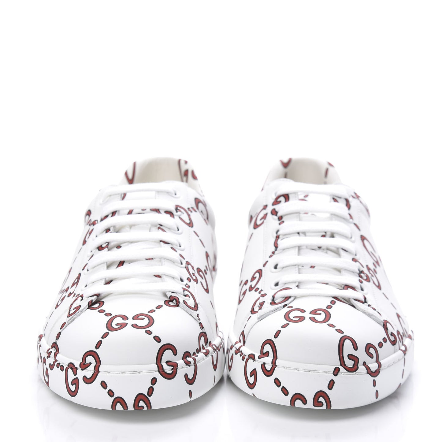 Calfskin GucciGhost Print Mens Ace Sneakers 8 White Hibiscus Red