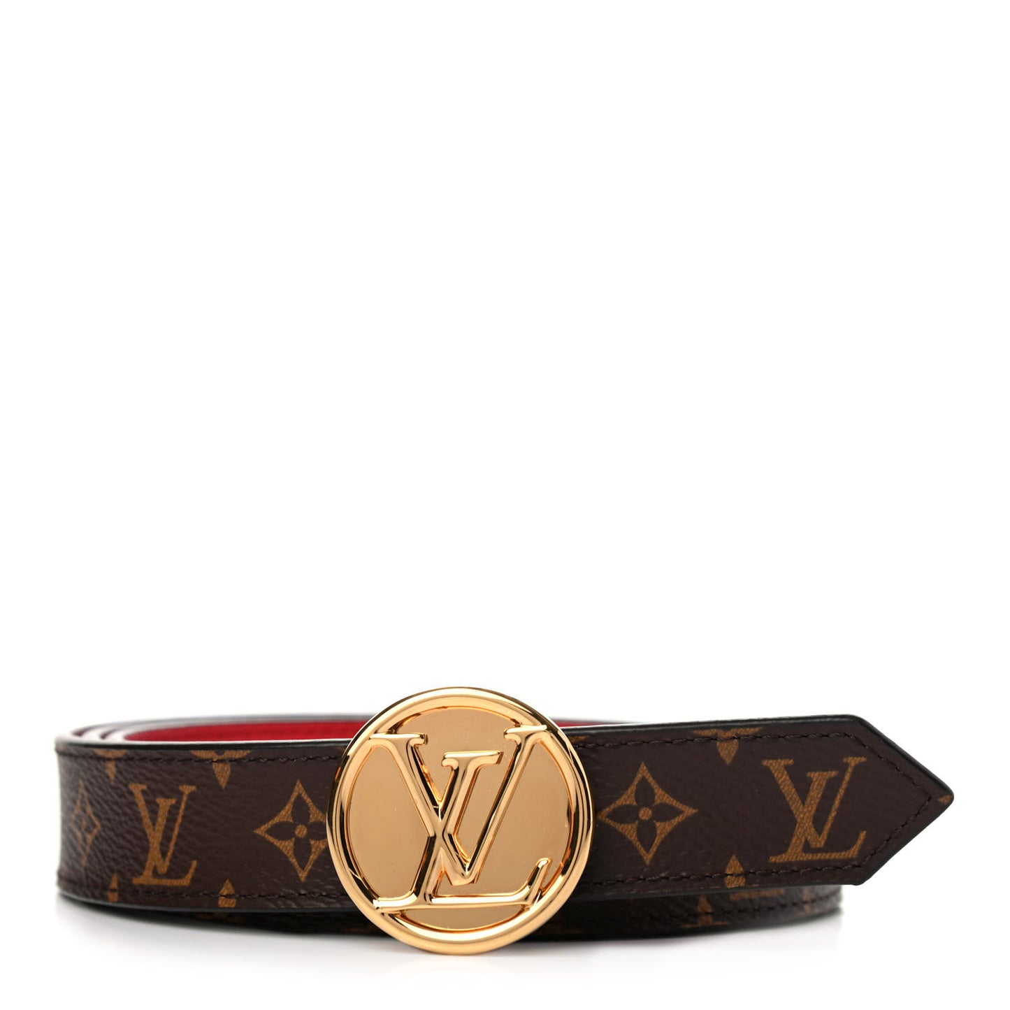 Calfskin Monogram 25mm LV Circle Reversible Belt 85 34 Red