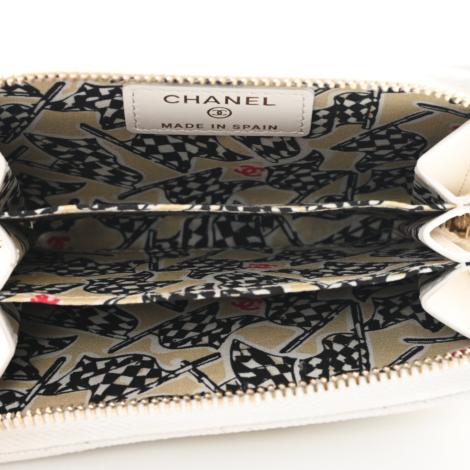 Chanel Caviar Quilted Striated CC Zip Coin Purse White 5 of 8
