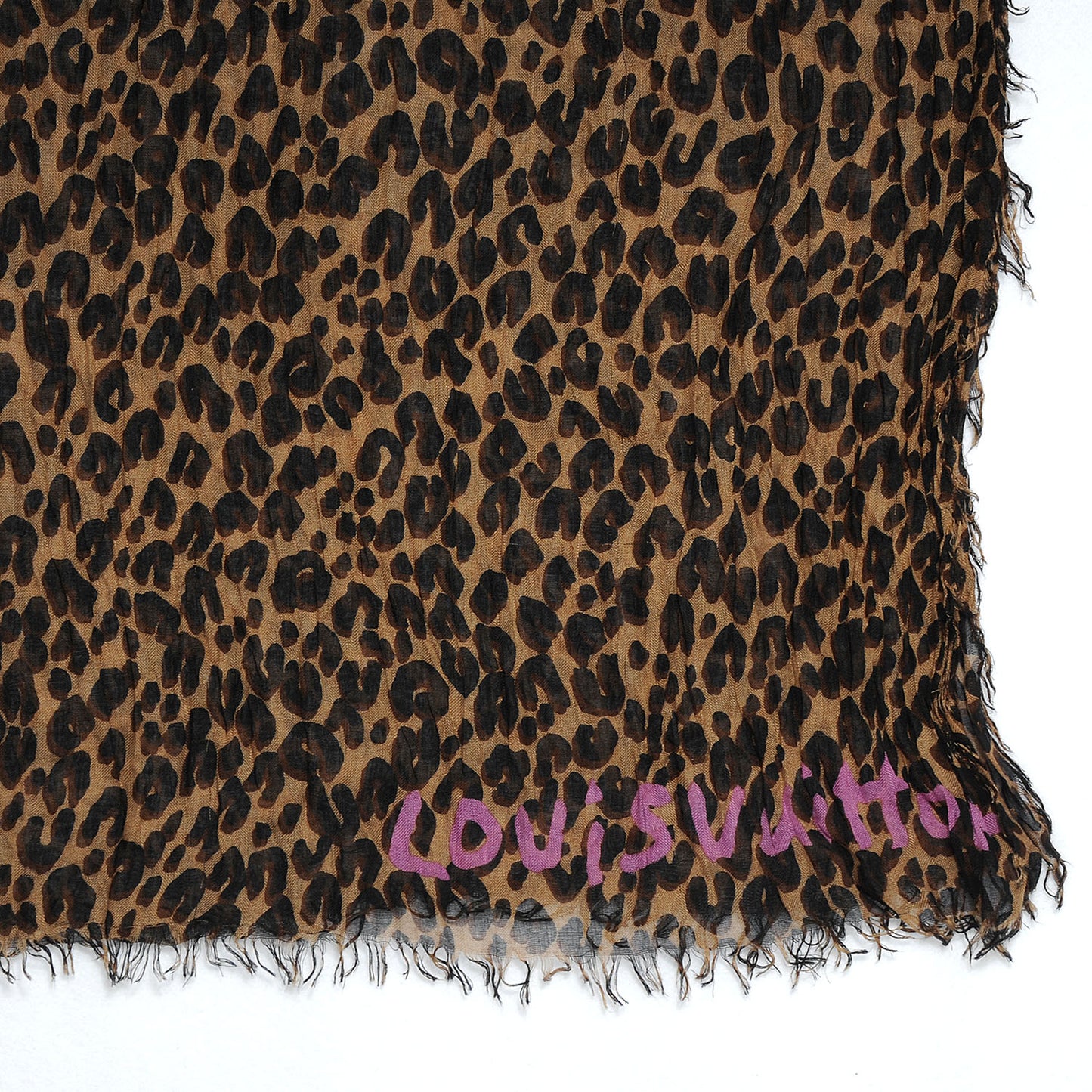 Cashmere Silk Leopard Stole Brown