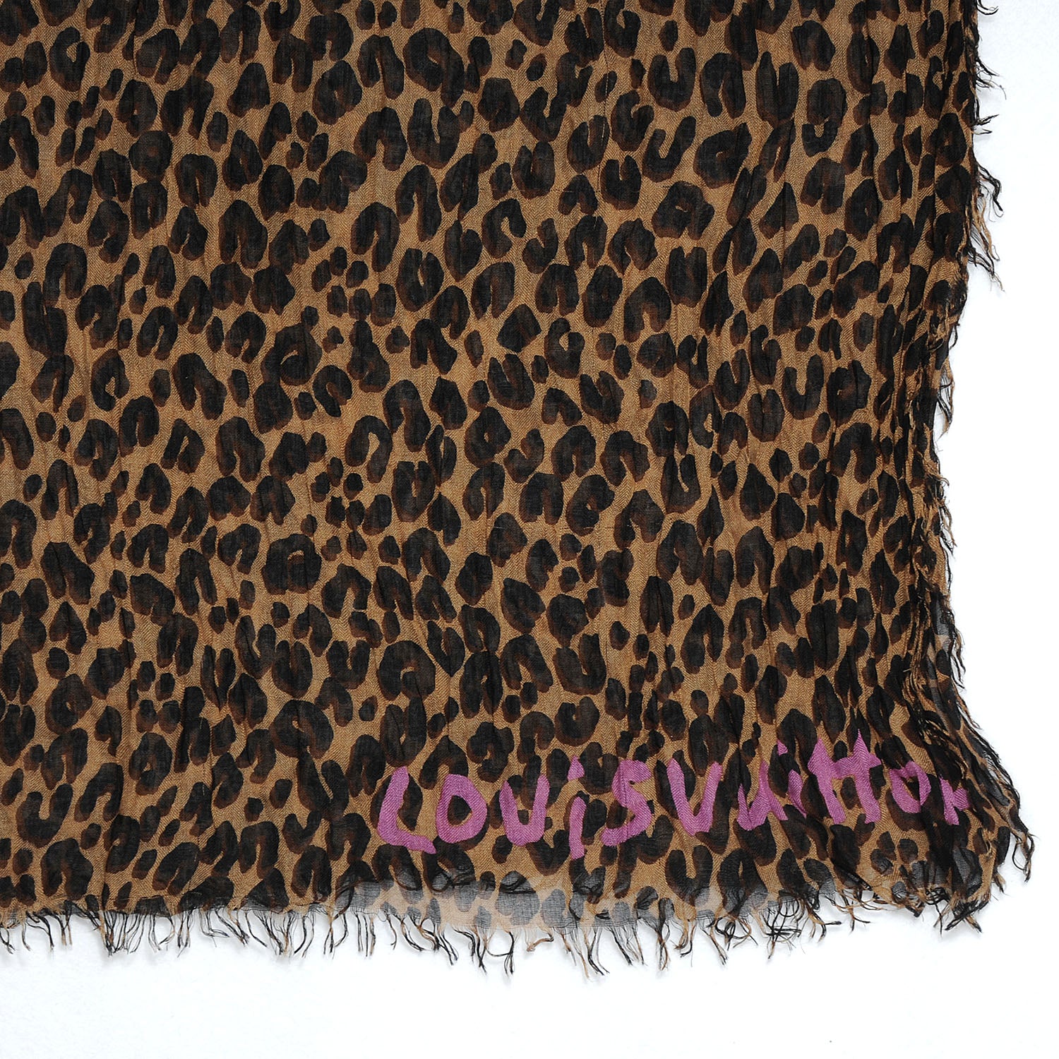 Louis Vuitton Cashmere Silk Leopard Stole Brown 4 of 7