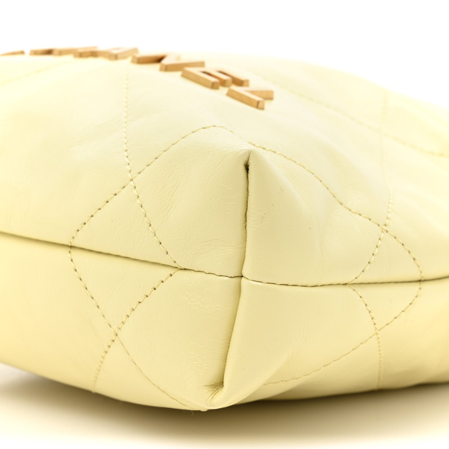 Shiny Calfskin Quilted Mini Chanel 22 Light Yellow