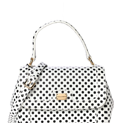 Dolce & Gabbana Vitello Polka Dot Childrens Satchel White Black 7 of 9