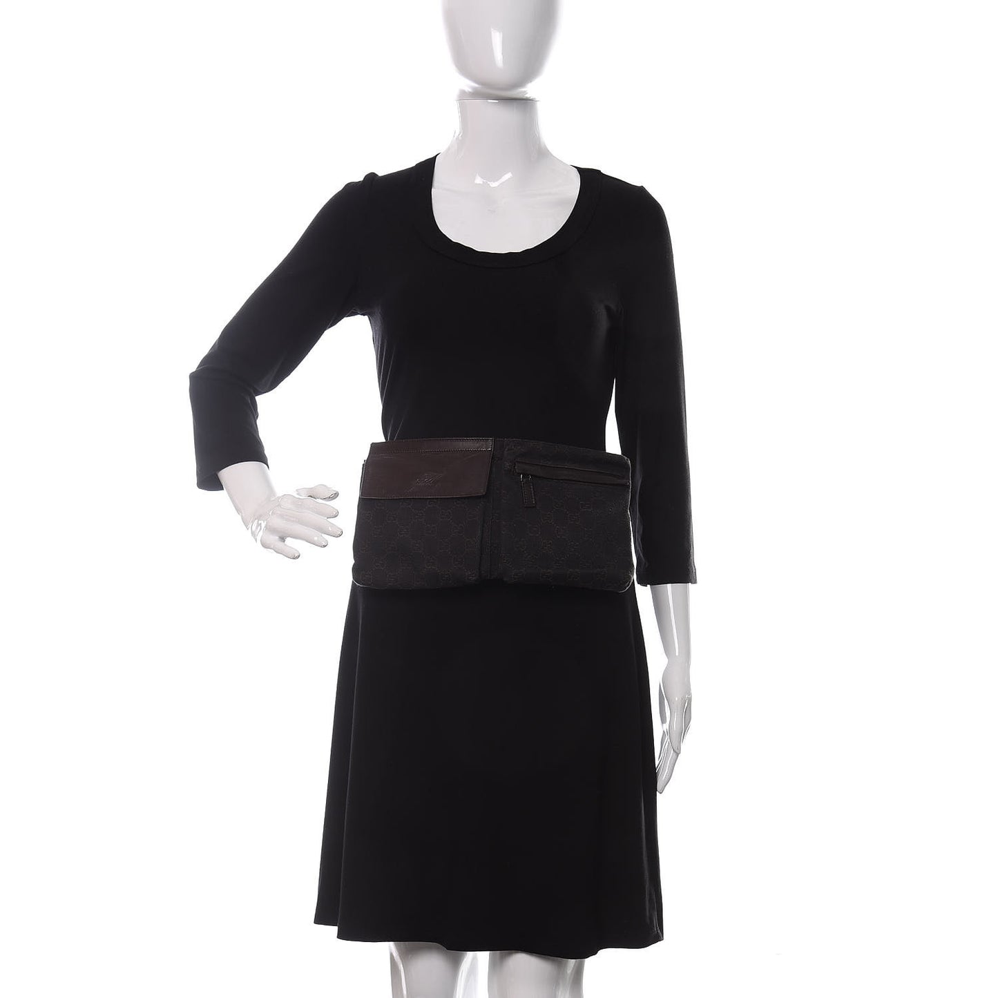 GG Monogram Double Pocket Belt Bag Black