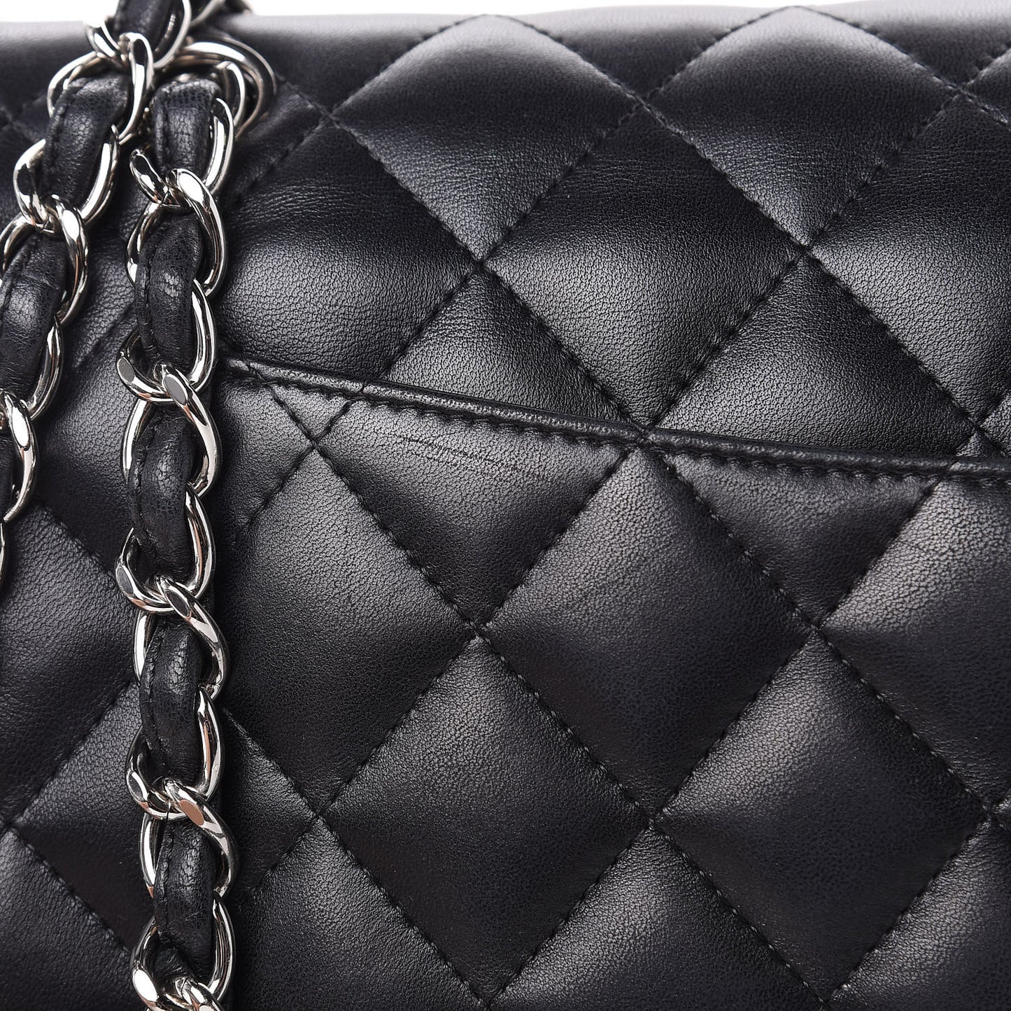 Lambskin Quilted Jumbo Double Flap Black