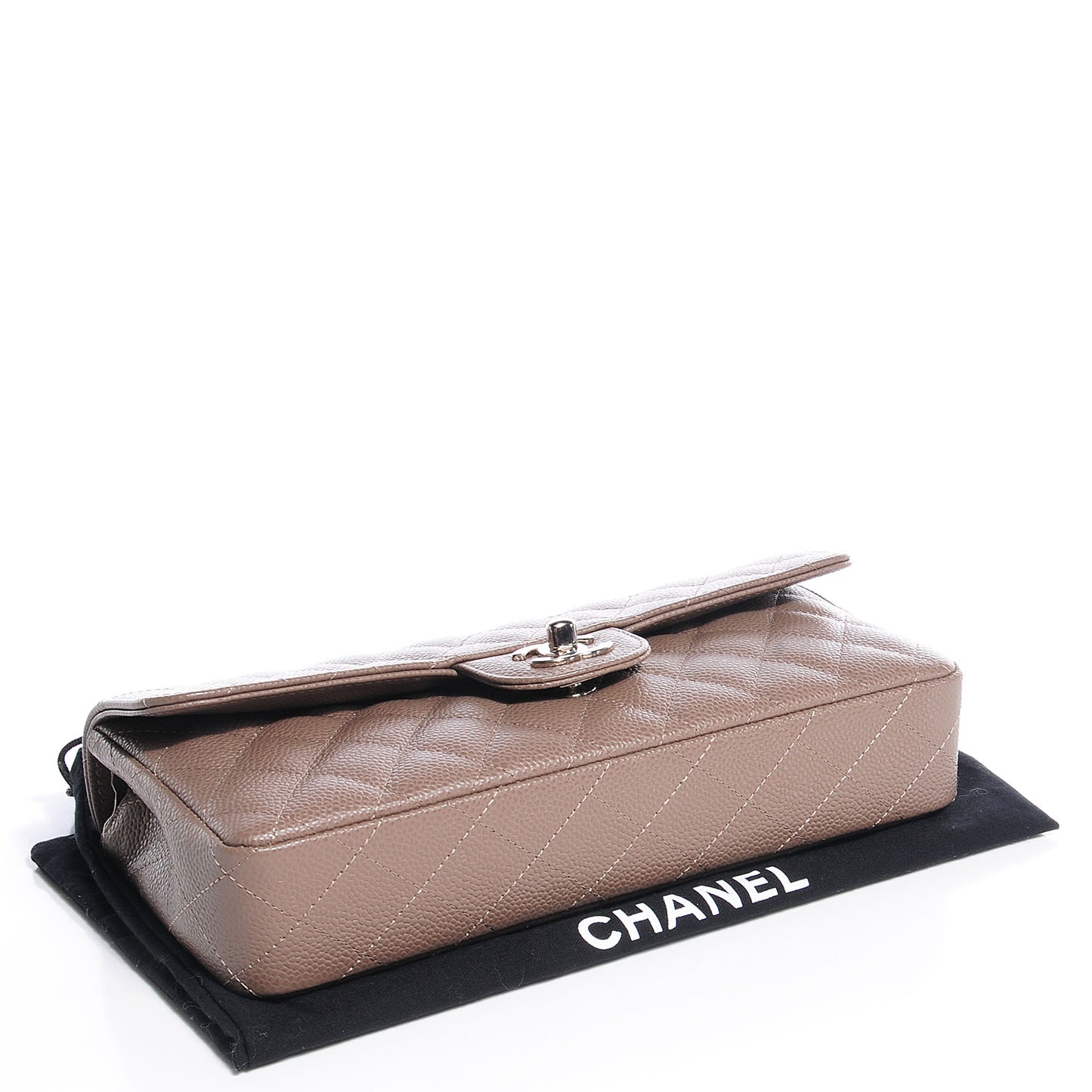 Caviar East West Flap Bag Taupe