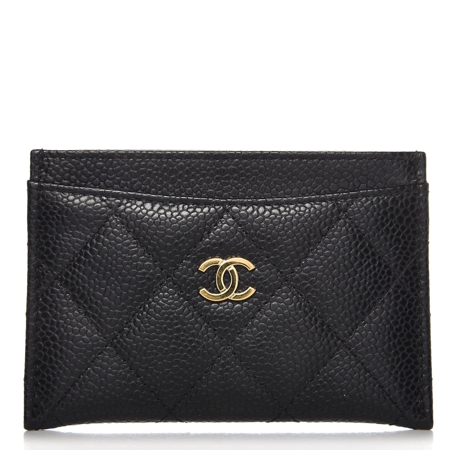 Caviar Quilted Card Holder Black