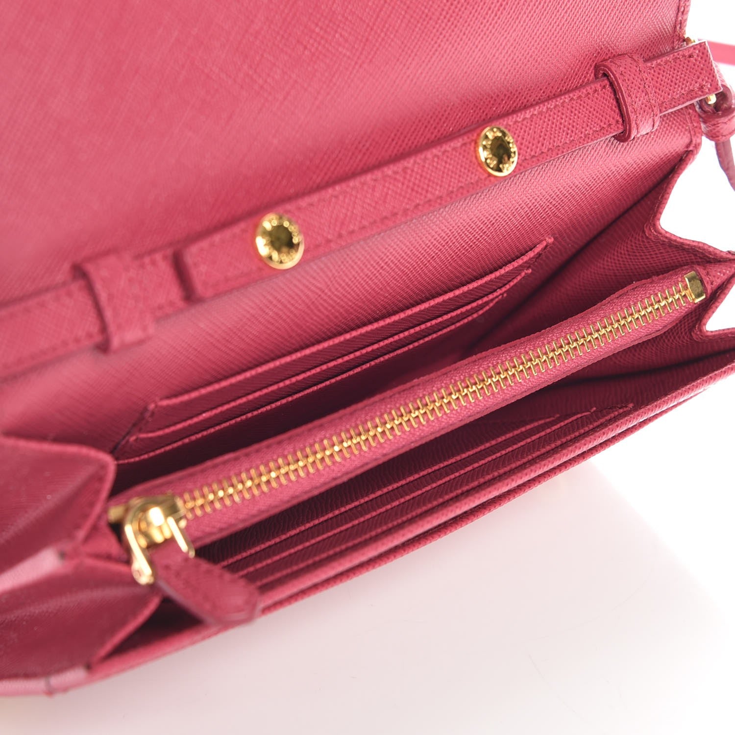Prada Saffiano Metal Mini Crossbody Wallet Ibisco 5 of 8