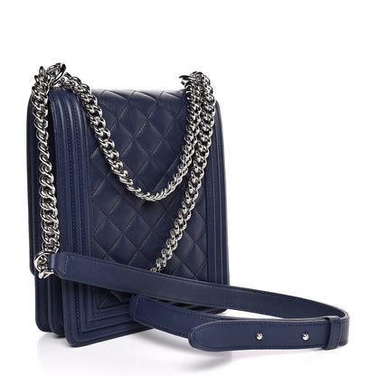 Chanel Calfskin Quilted North South Boy Flap Navy 3 of 8