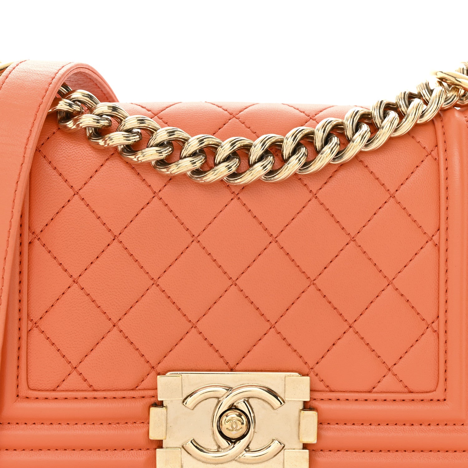 Chanel Lambskin Quilted Small Boy Flap Orange 8 of 24
