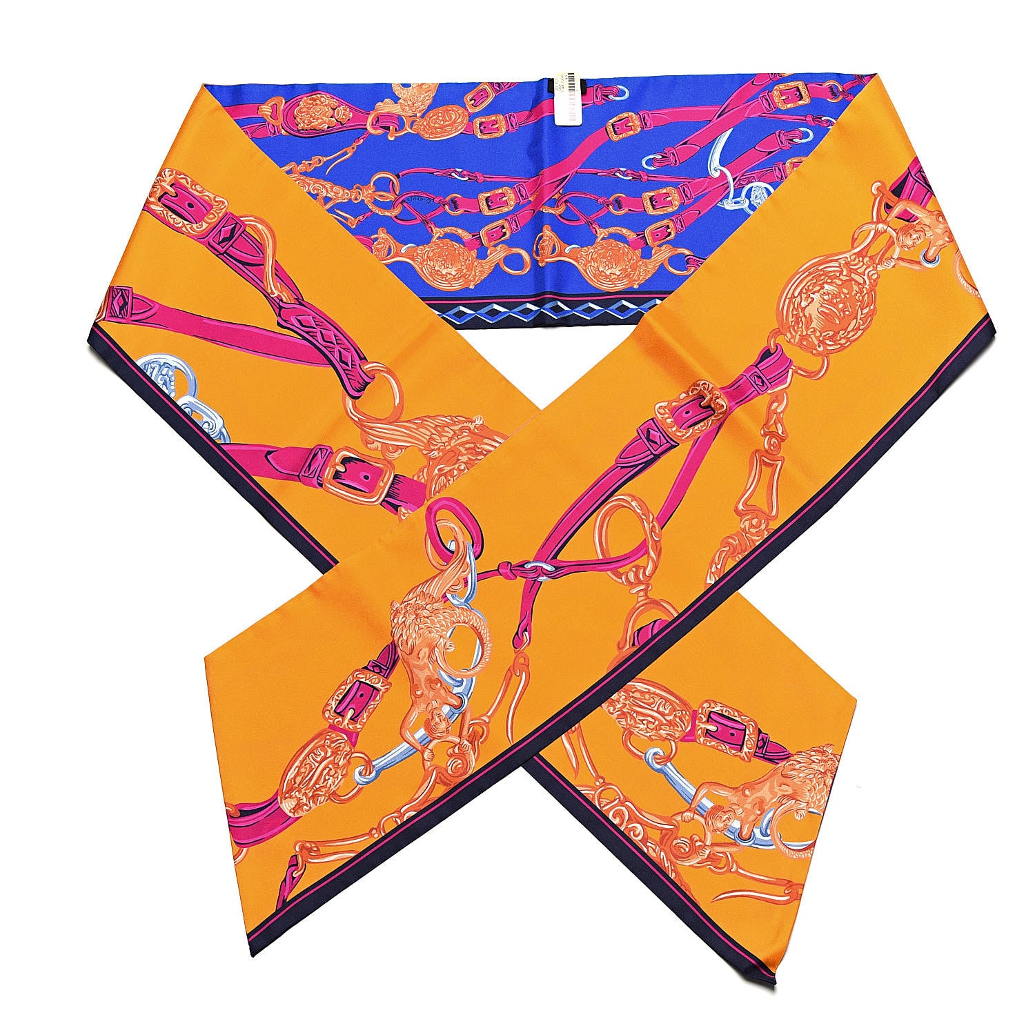 Hermes Silk Brides De Gala Maxi Twilly Orange Bleu Electrique Fuchsia 1 of 5