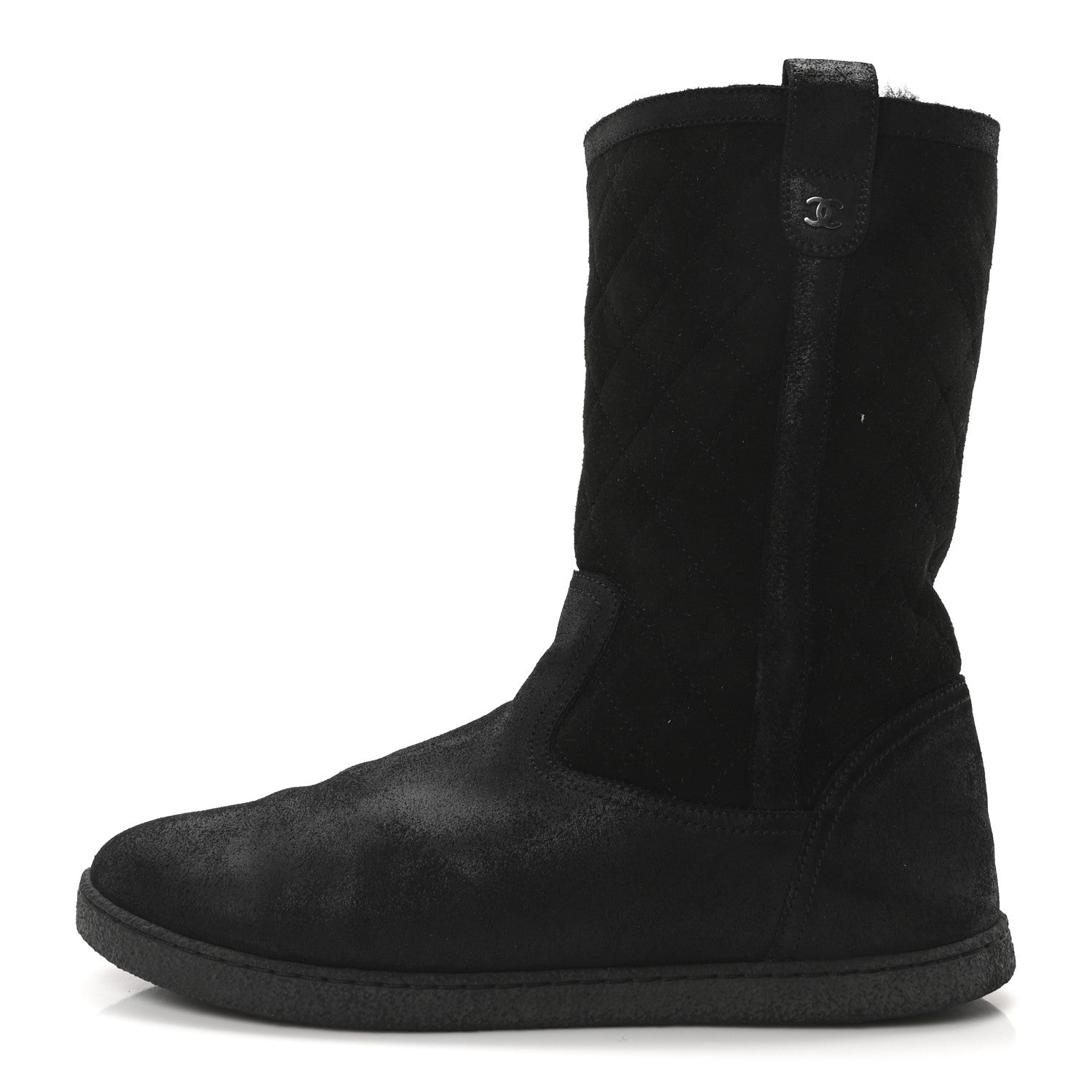 Chanel Suede Quilted High Boots 40 Black 2 of 16