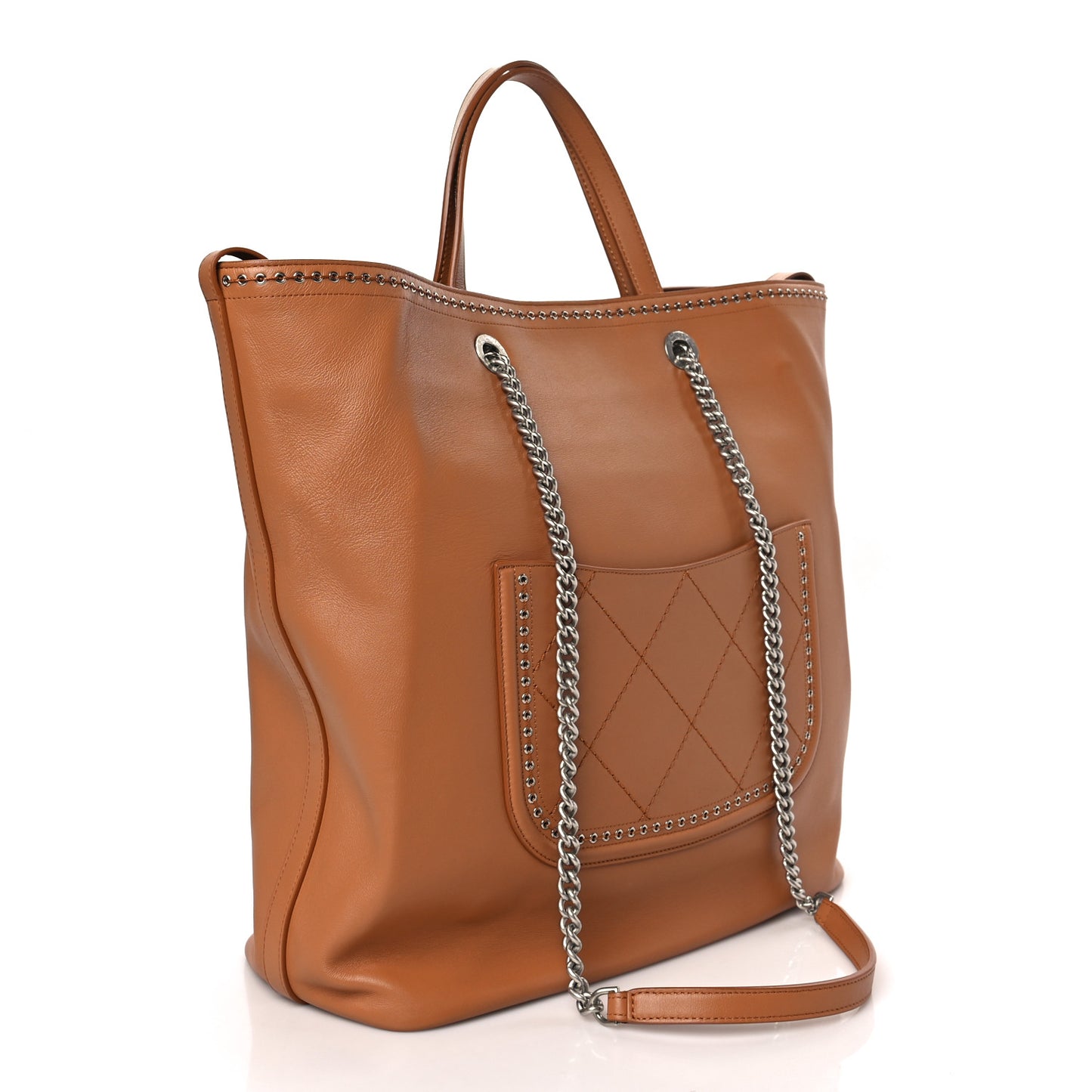 Calfskin Large Coco Eyelets Shopping Tote Camel