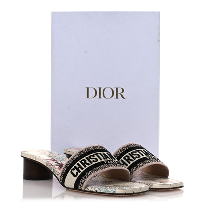 Christian Dior Canvas Jardin Botanique Embroidered Dway 40mm Slide Sandals 41.5 White Multicolor 12 of 12