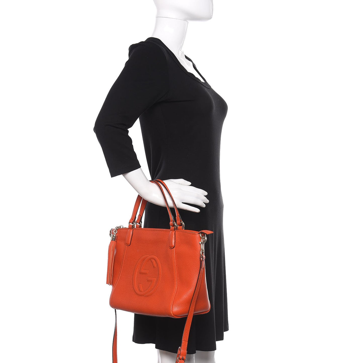 Pebbled Calfskin Small Soho Top Handle Bag Sun Orange