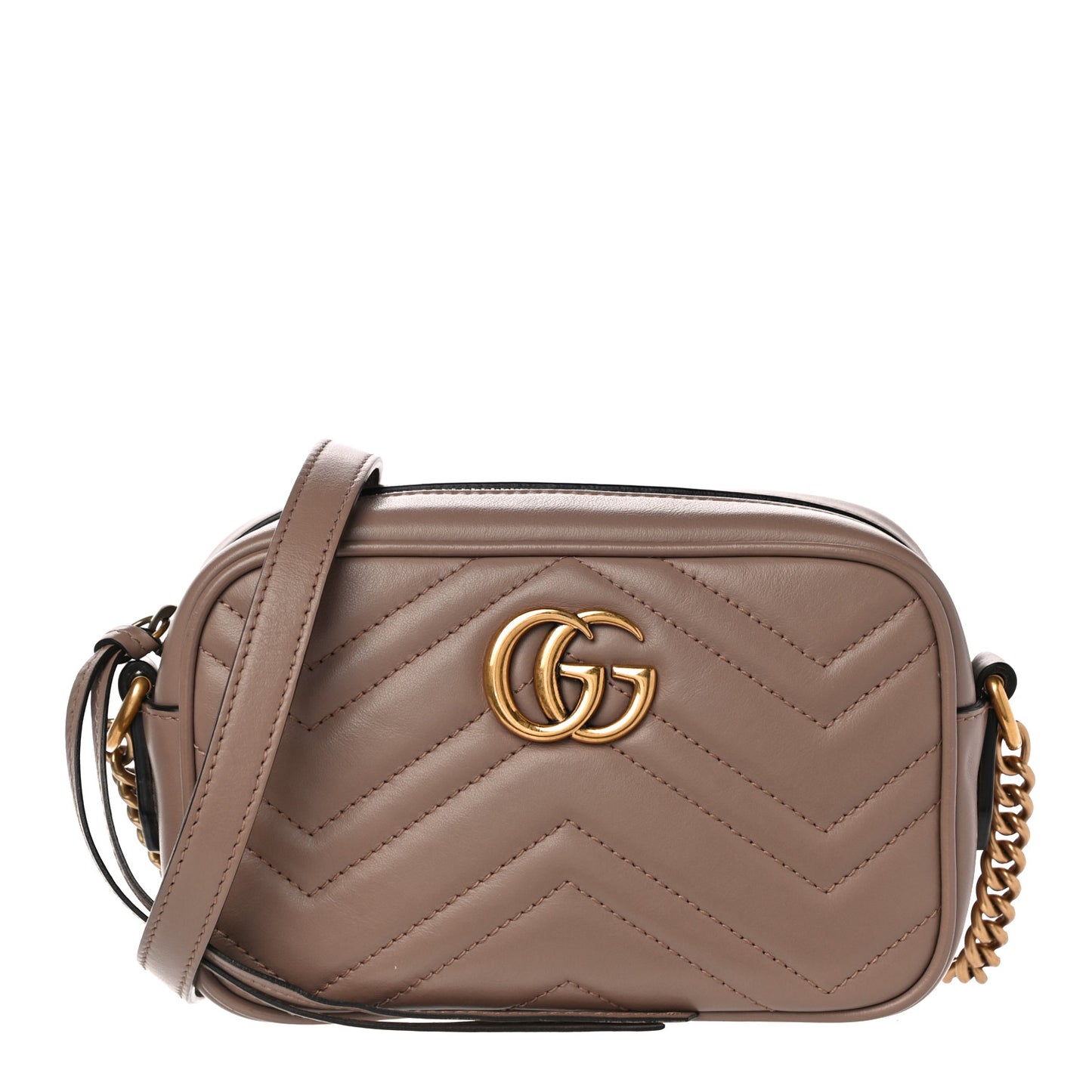 Calfskin Matelasse Mini GG Marmont Chain Shoulder Bag Porcelain Rose