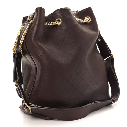 Chanel Calfskin Quilted Small On My Shoulder Drawstring Bag Brown 3 of 9