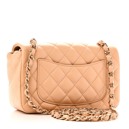 Chanel Lambskin Quilted Mini Rectangular Flap Beige 3 of 11