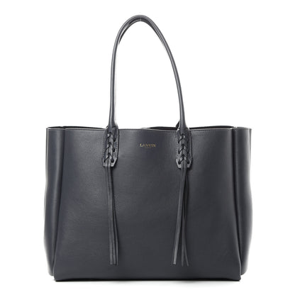 Lanvin Smooth Calfskin Small Fringe Shopper Tote Navy 3 of 21
