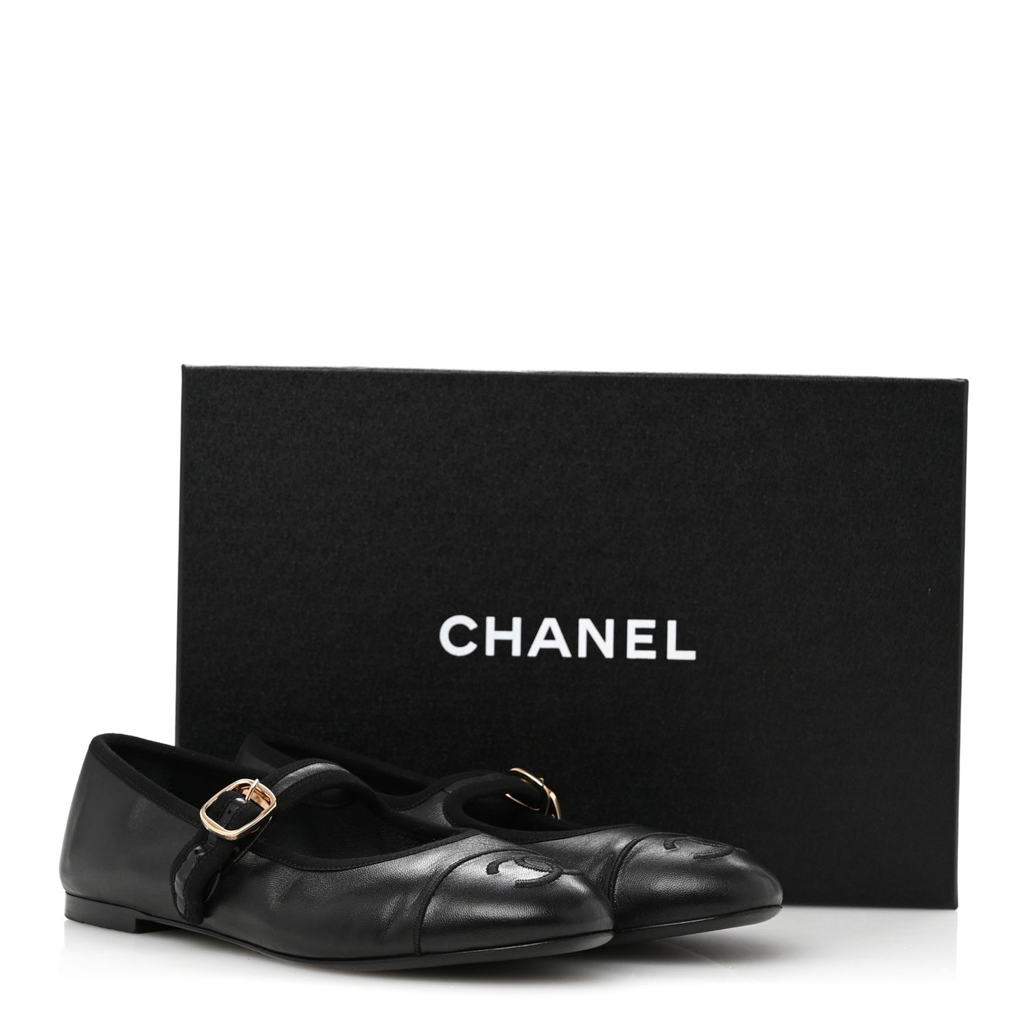 Lambskin Mary Jane Flats 36 Black