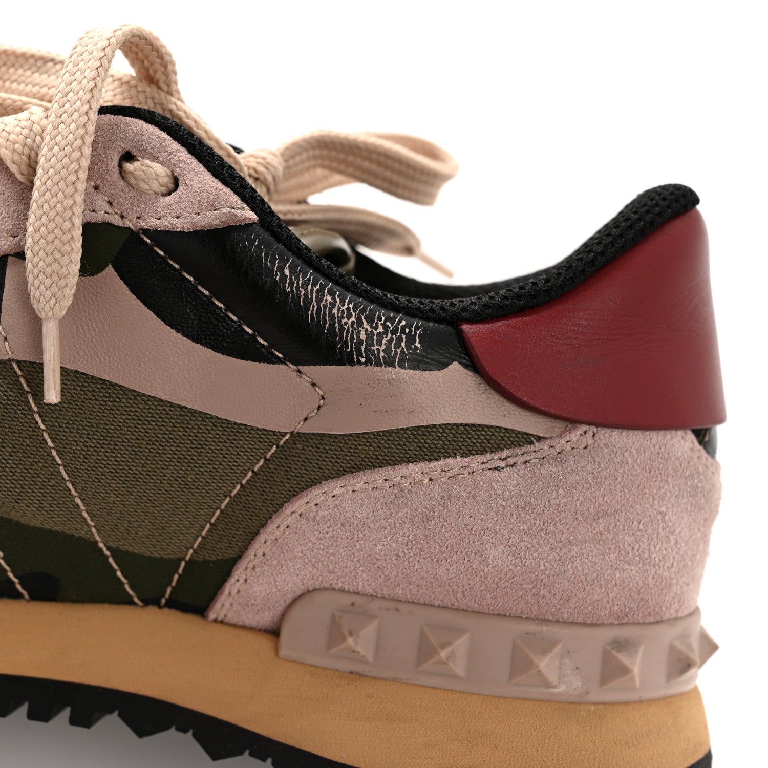 Valentino Garavani Nappa Suede Camouflage Womens Rockrunner Sneakers 35.5 Army Green 10 of 11