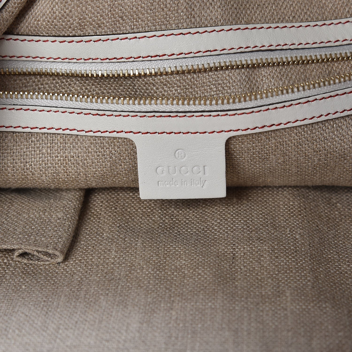 Gucci Canvas Embroidered Peggy Bamboo Top Handle Hobo White 6 of 9