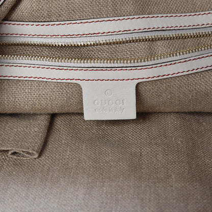 Gucci Canvas Embroidered Peggy Bamboo Top Handle Hobo White 6 of 9