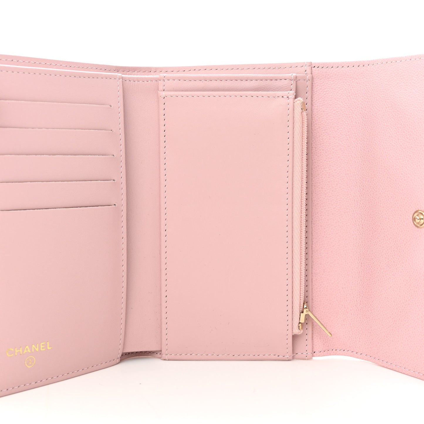 Caviar Quilted Studded CC Medium Flap Wallet Pink