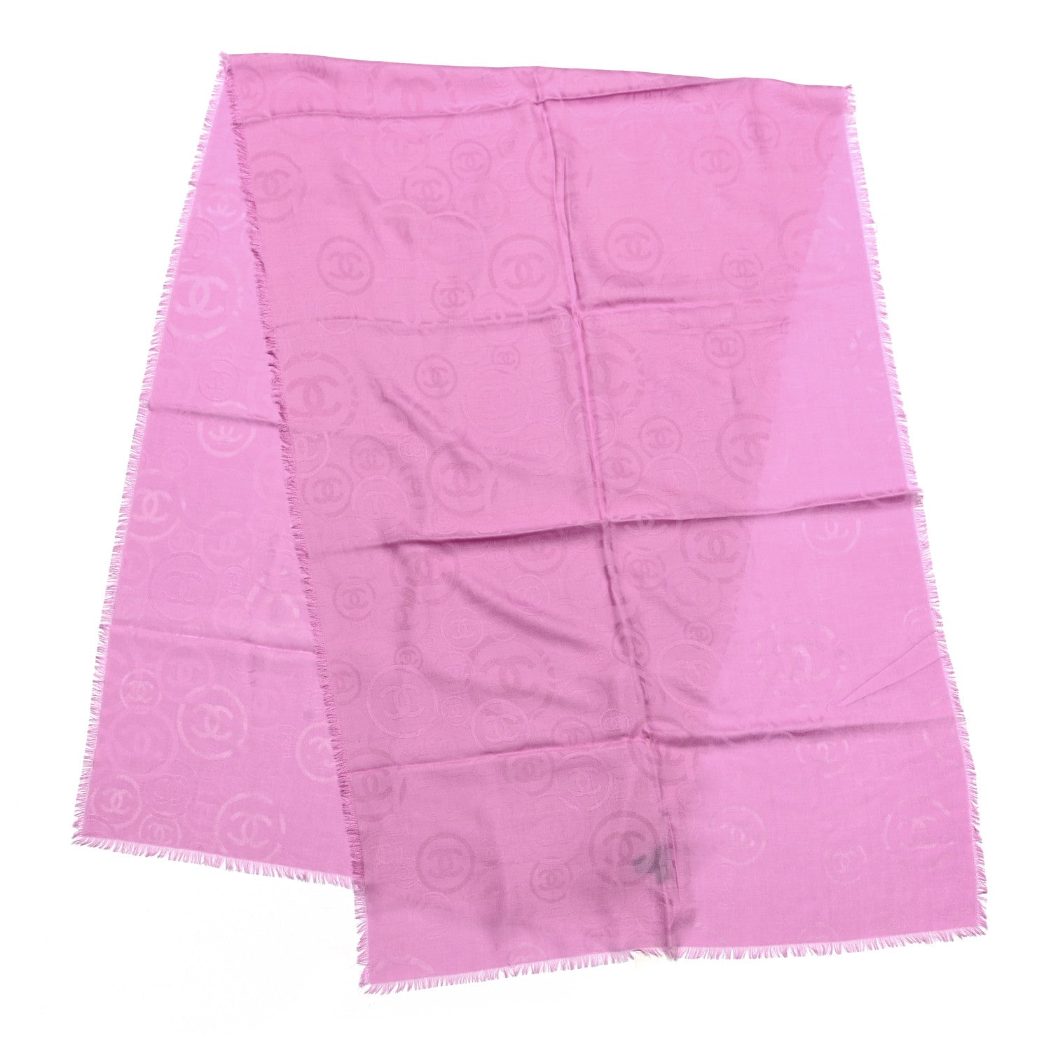 Chanel Cashmere Silk CC Fringe Scarf Pink 2 of 3