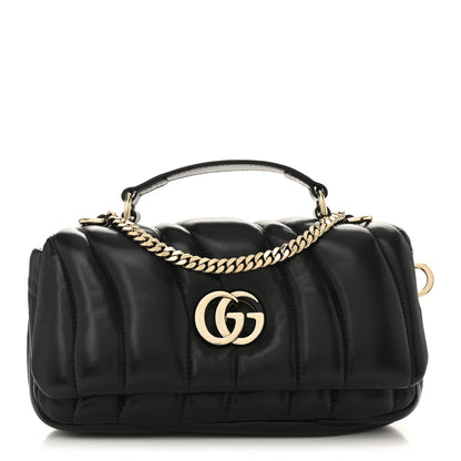 Gucci Lambskin Quilted Mini GG Milano Top Handle Shoulder Bag Black 1 of 12