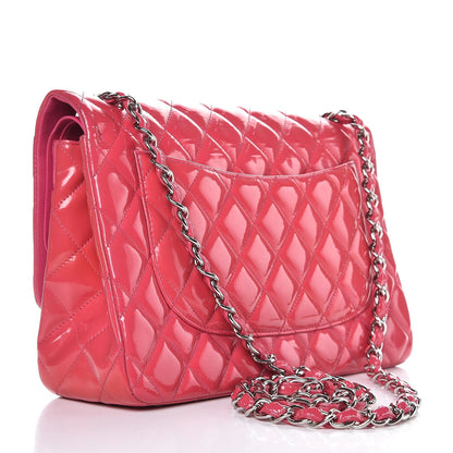 Chanel Patent Quilted Jumbo Double Flap Pink 3 of 11