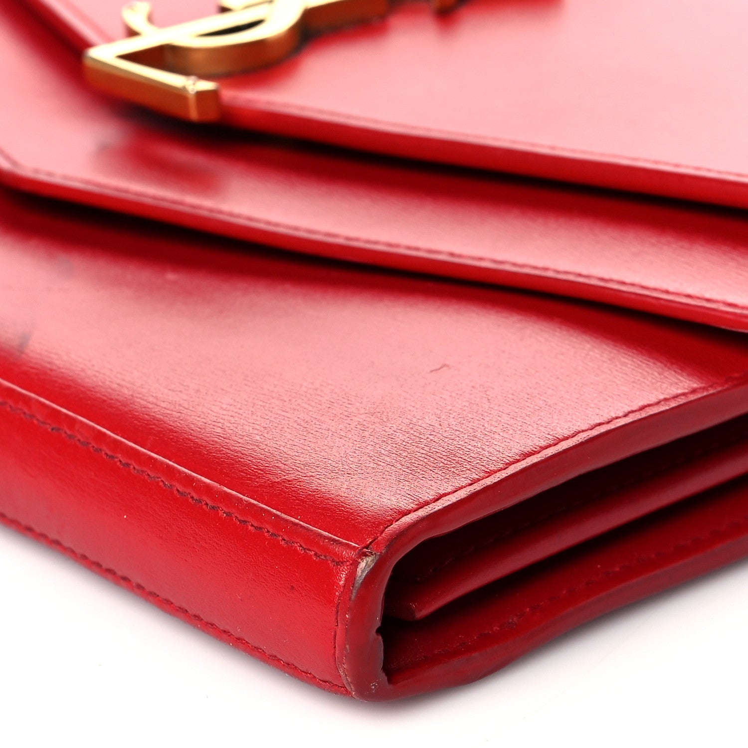 Saint Laurent Smooth Calfskin Monogram Sulpice Chain Wallet Red 8 of 16
